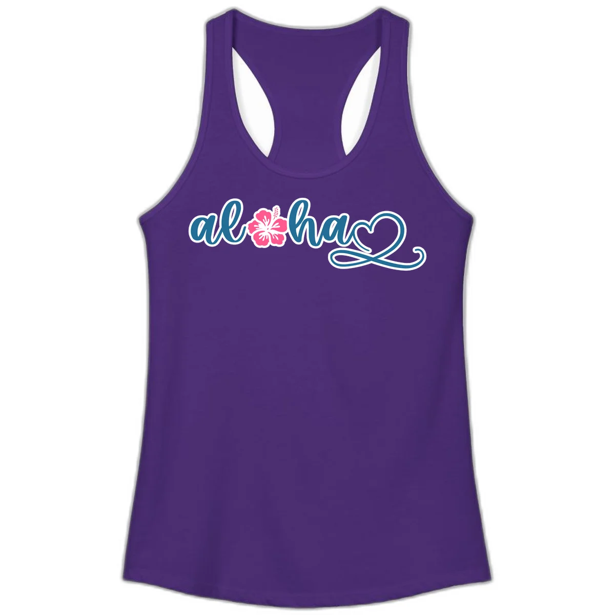 Aloha Vibes Hibiscus Cruise Ladies Tank in Solid Purple Rush