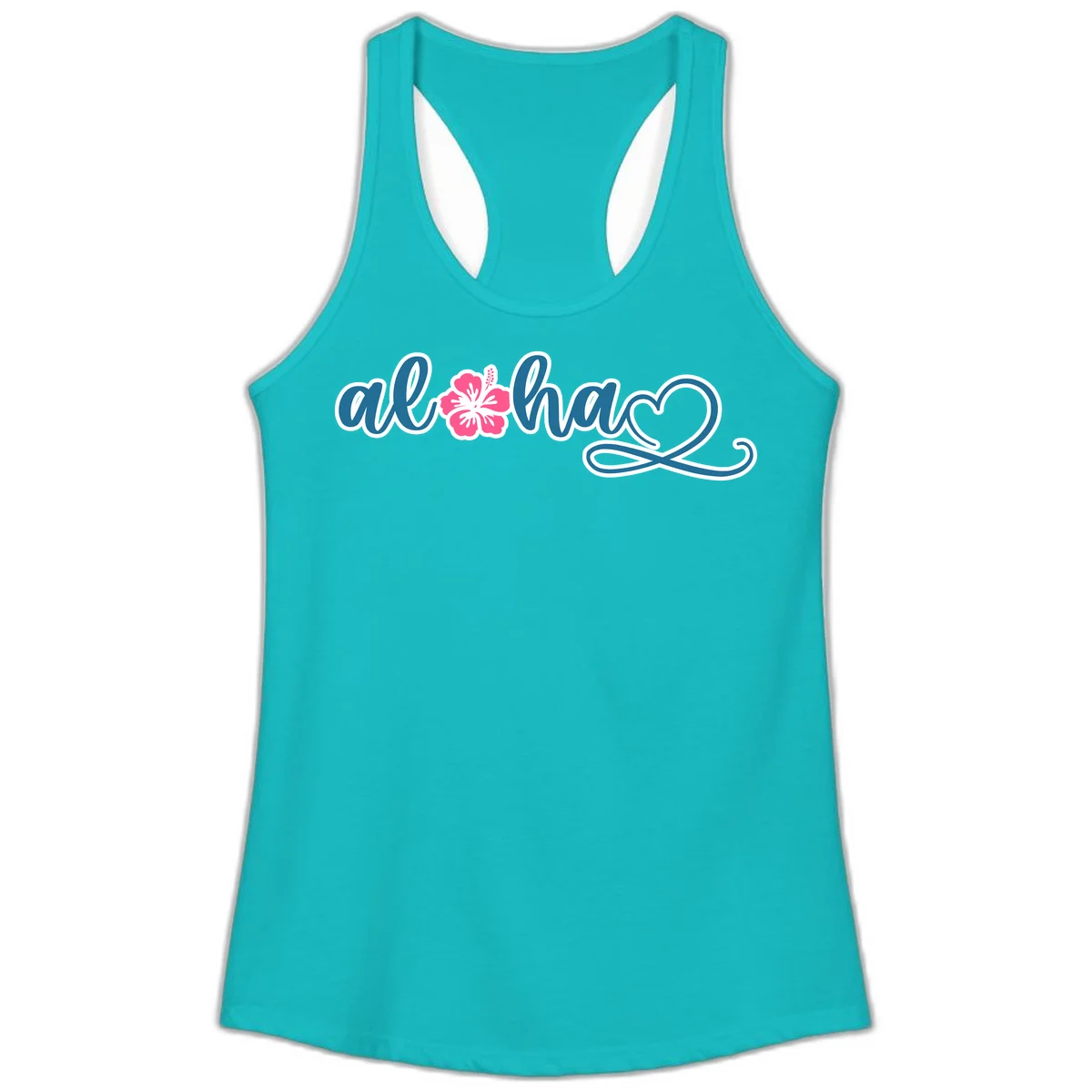 Aloha Vibes Hibiscus Cruise Ladies Tank in Tahiti Blue