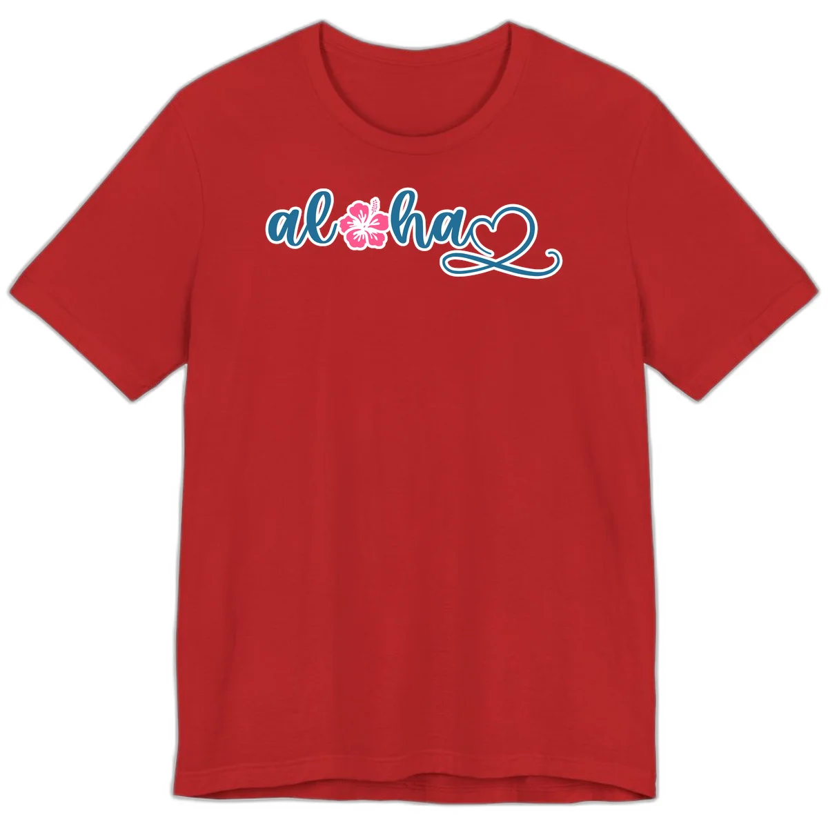 Aloha Vibes Hibiscus Cruise Premium T-Shirt in Red