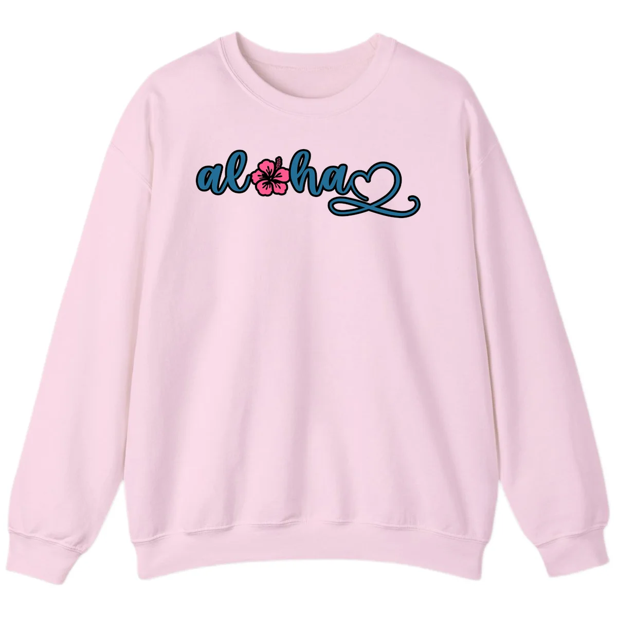 Aloha Vibes Hibiscus Cruise Sweatshirt in Light Pink