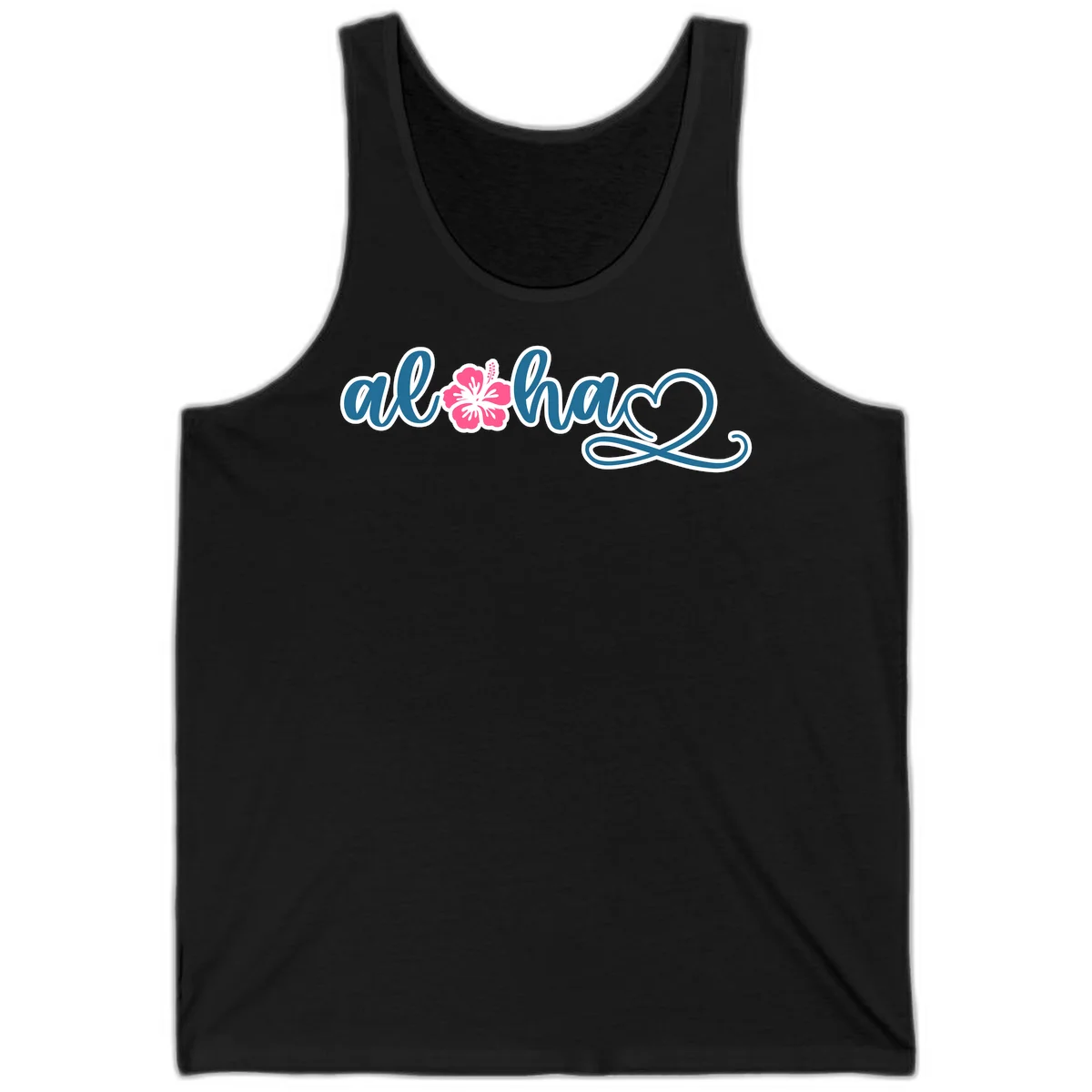 Aloha Vibes Hibiscus Cruise Tank in Black
