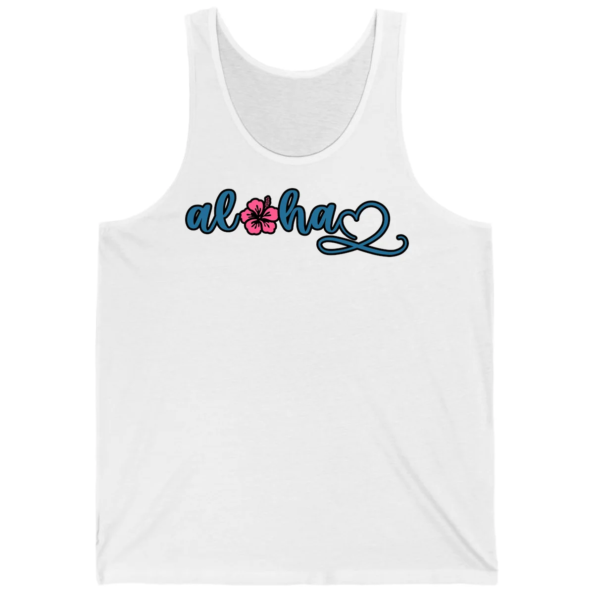 Aloha Vibes Hibiscus Cruise Tank in White