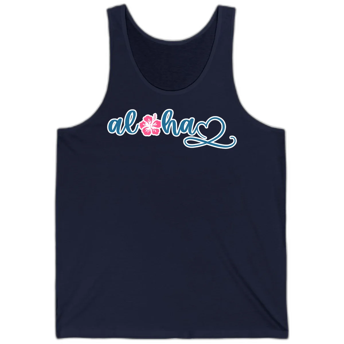 Aloha Vibes Hibiscus Cruise Tank in Navy