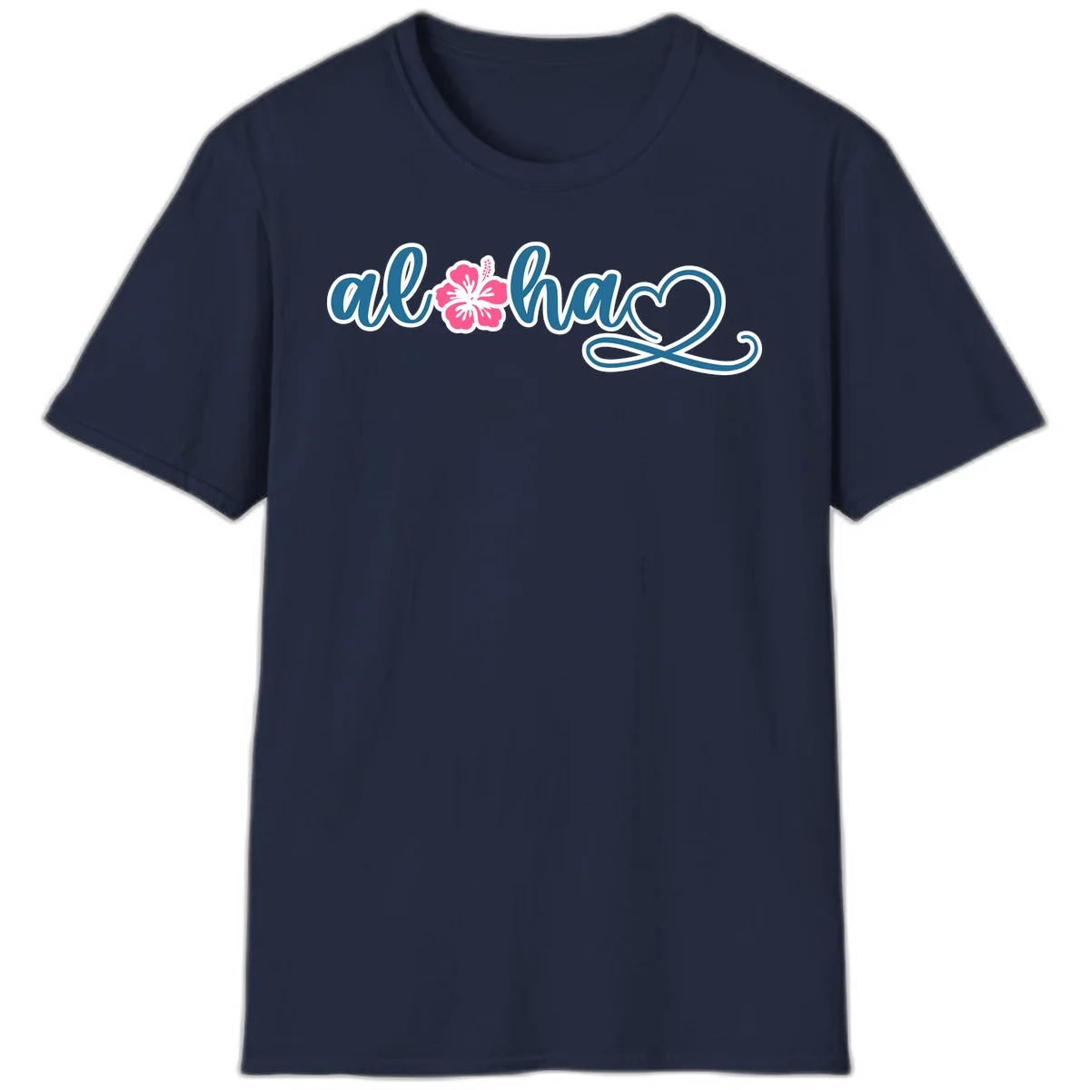 Aloha Vibes Hibiscus Cruise T-Shirt in Navy