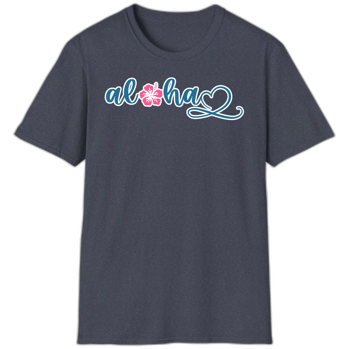 Aloha Vibes Hibiscus Cruise T-Shirt in Heather Navy