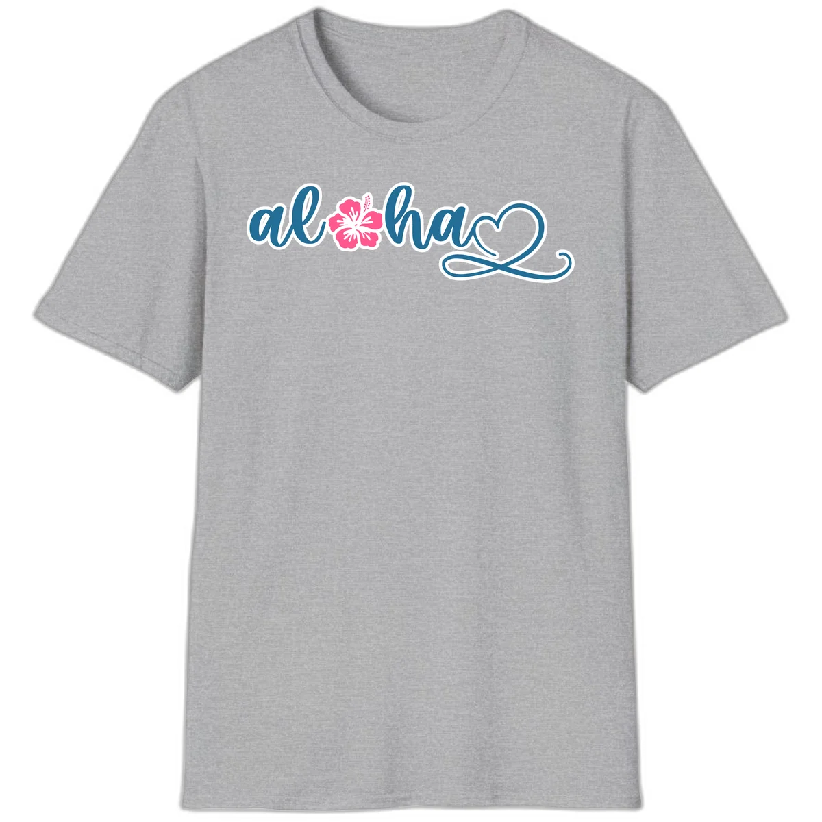 Aloha Vibes Hibiscus Cruise T-Shirt in Sport Grey