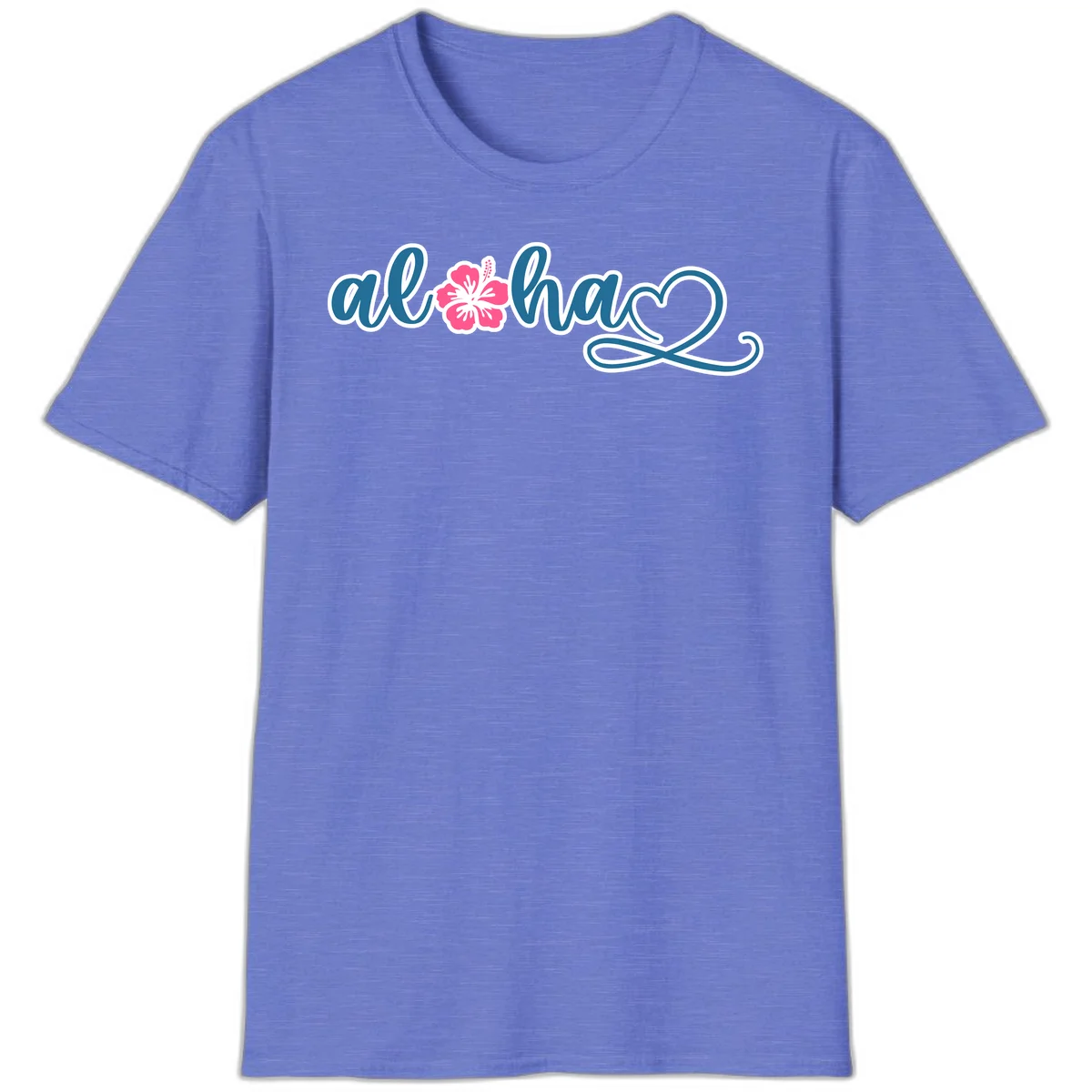 Aloha Vibes Hibiscus Cruise T-Shirt in Heather Royal