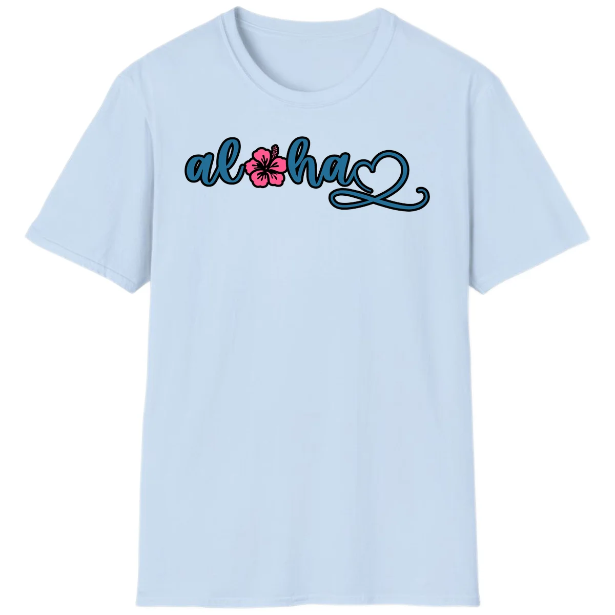 Aloha Vibes Hibiscus Cruise T-Shirt in Light Blue