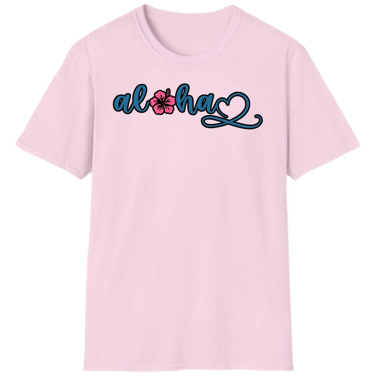 Aloha Vibes Hibiscus Cruise T-Shirt in Light Pink