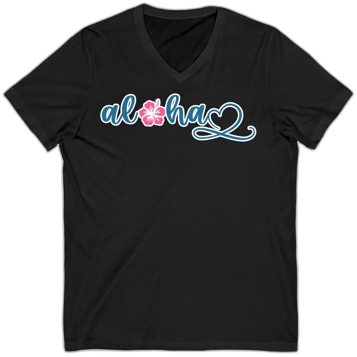 Aloha Vibes Hibiscus Cruise V-Neck in Black