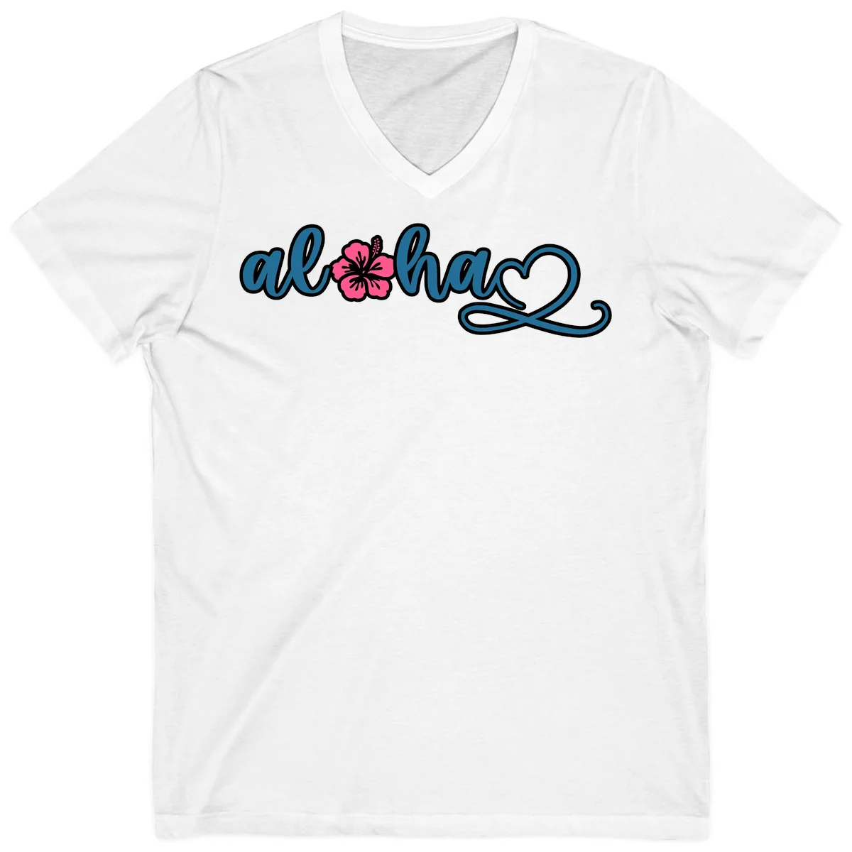 Aloha Vibes Hibiscus Cruise V-Neck in White