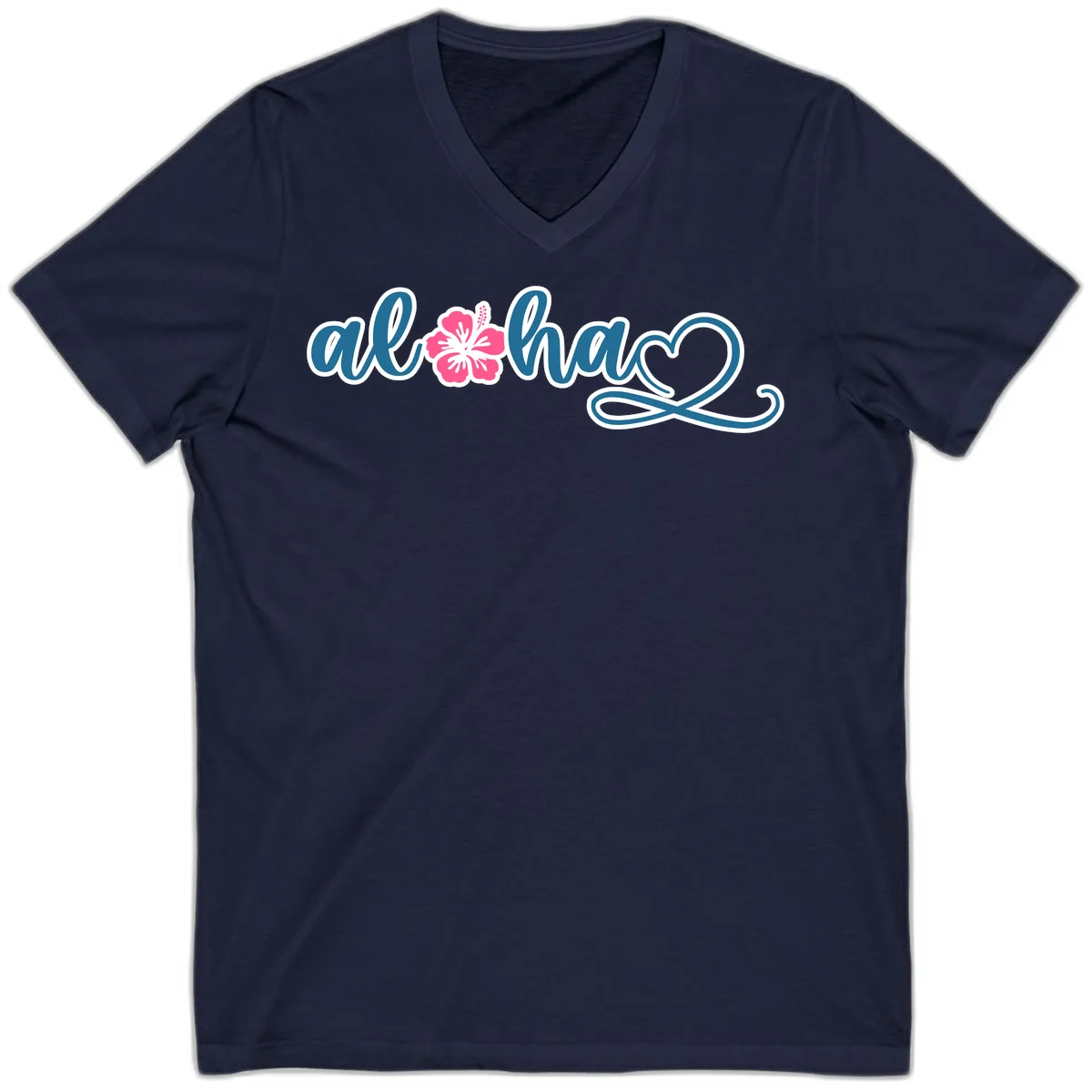 Aloha Vibes Hibiscus Cruise V-Neck in Navy