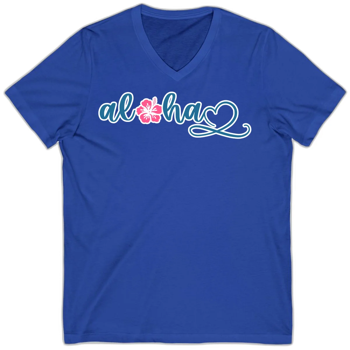 Aloha Vibes Hibiscus Cruise V-Neck in True Royal