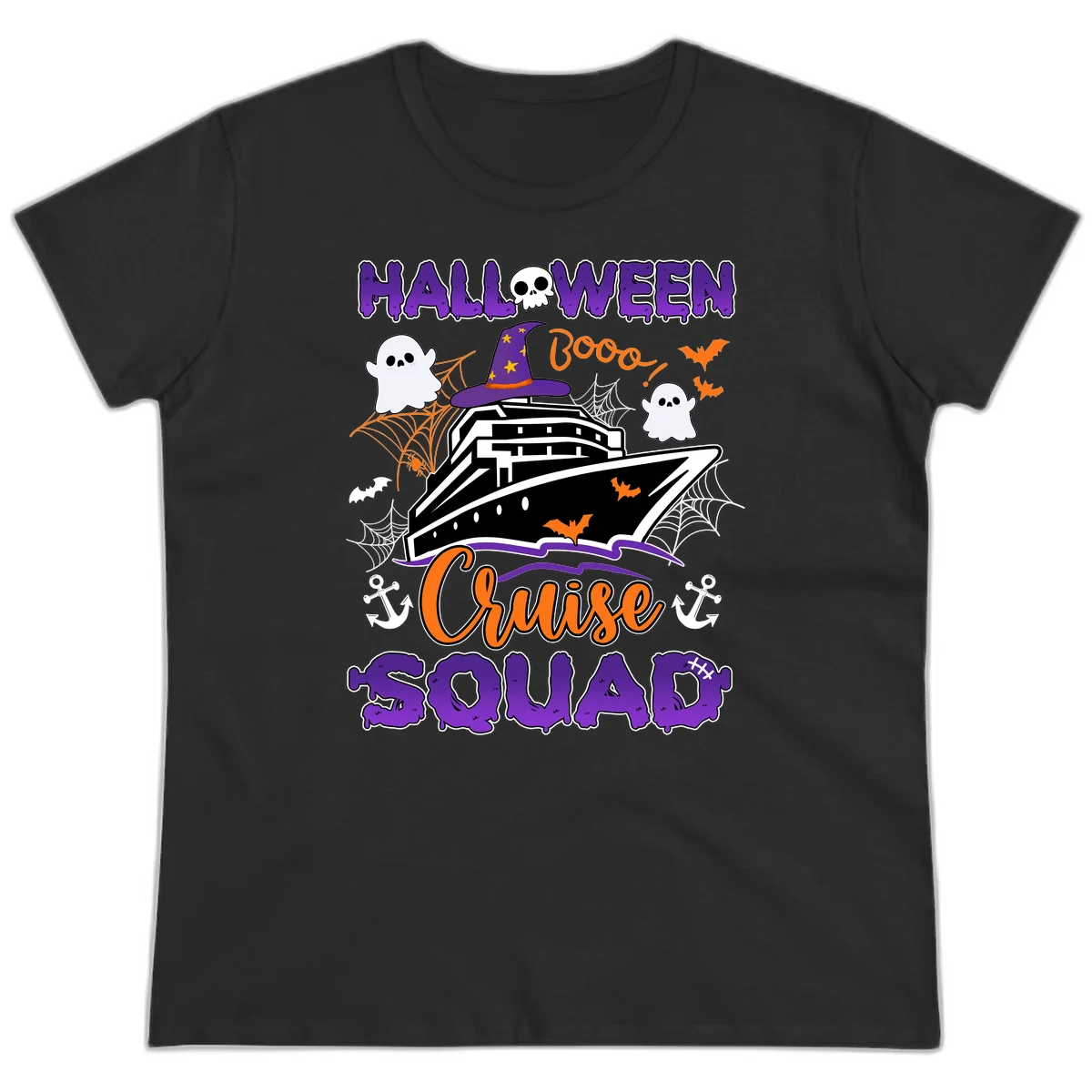 Halloween Cruise Squad Ladies Tee in Black
