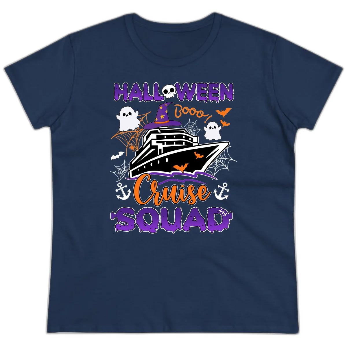 Halloween Cruise Squad Ladies Tee in Navy