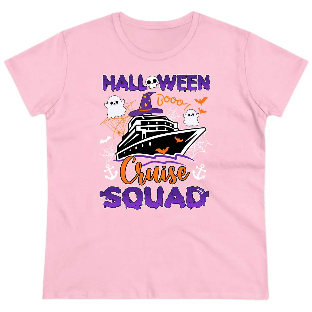 Halloween Cruise Squad Ladies Tee in Light Pink