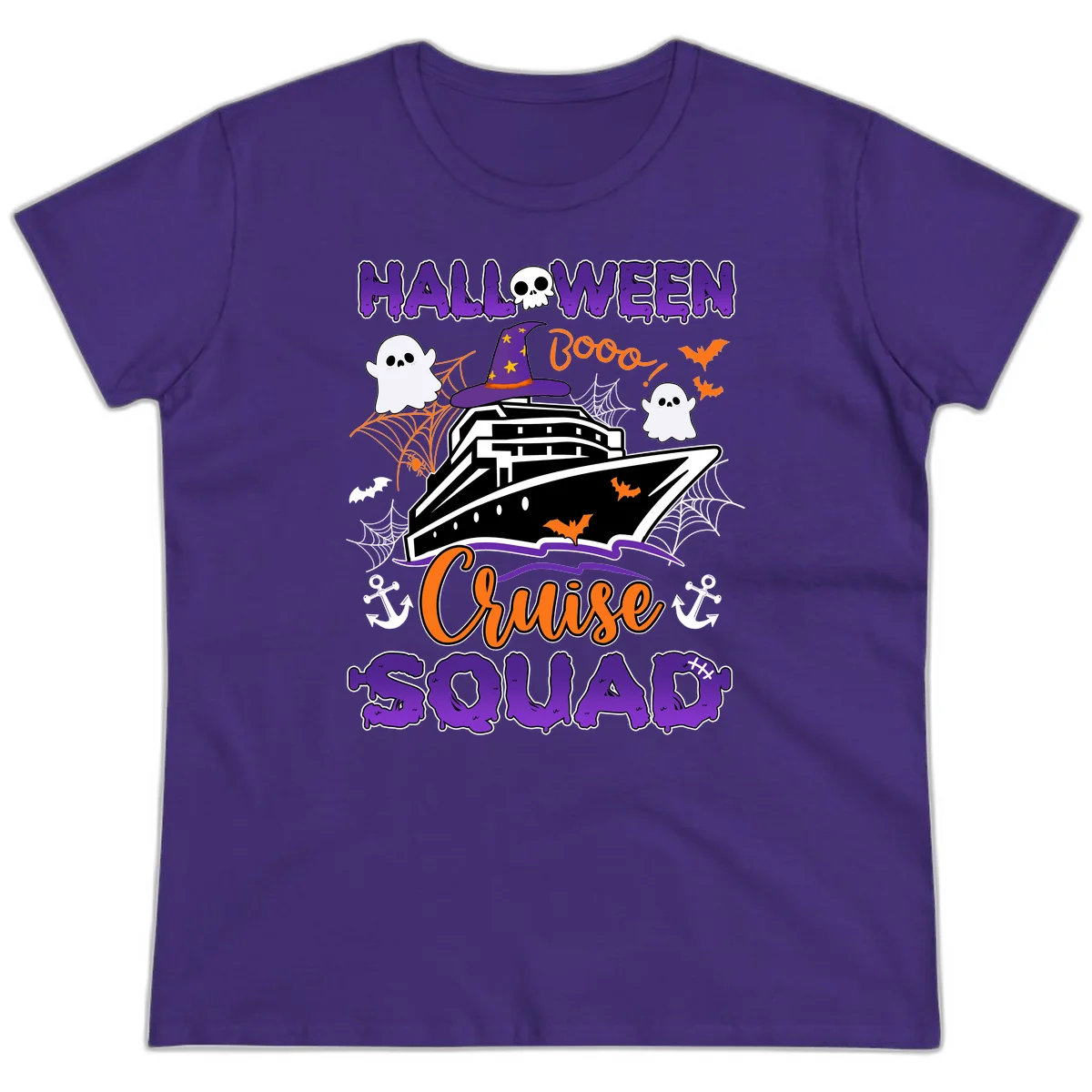 Halloween Cruise Squad Ladies Tee in Purple