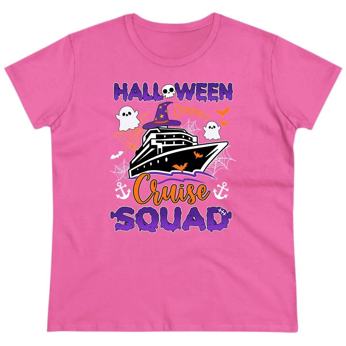 Halloween Cruise Squad Ladies Tee in Azalea
