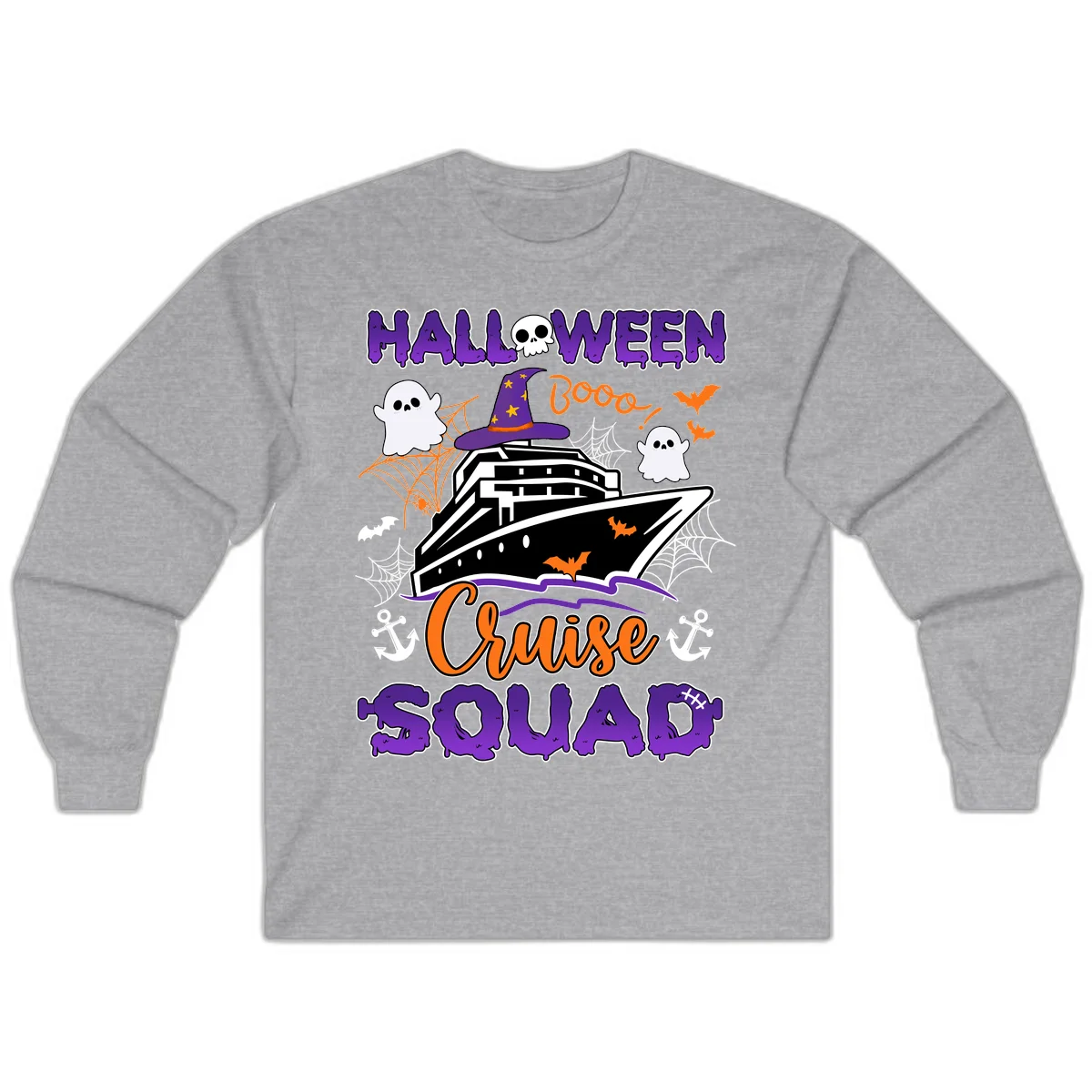 Halloween Cruise Squad Long Sleeve in Sport Grey