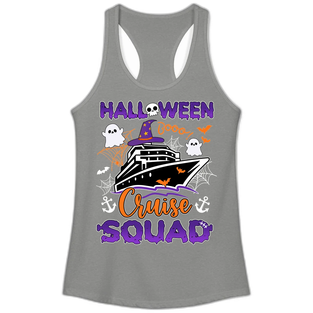 Halloween Cruise Squad Ladies Tank in Heather Grey