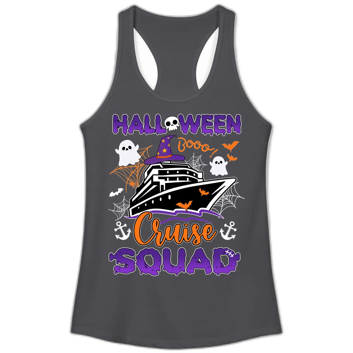 Halloween Cruise Squad Ladies Tank in Solid Dark Gray