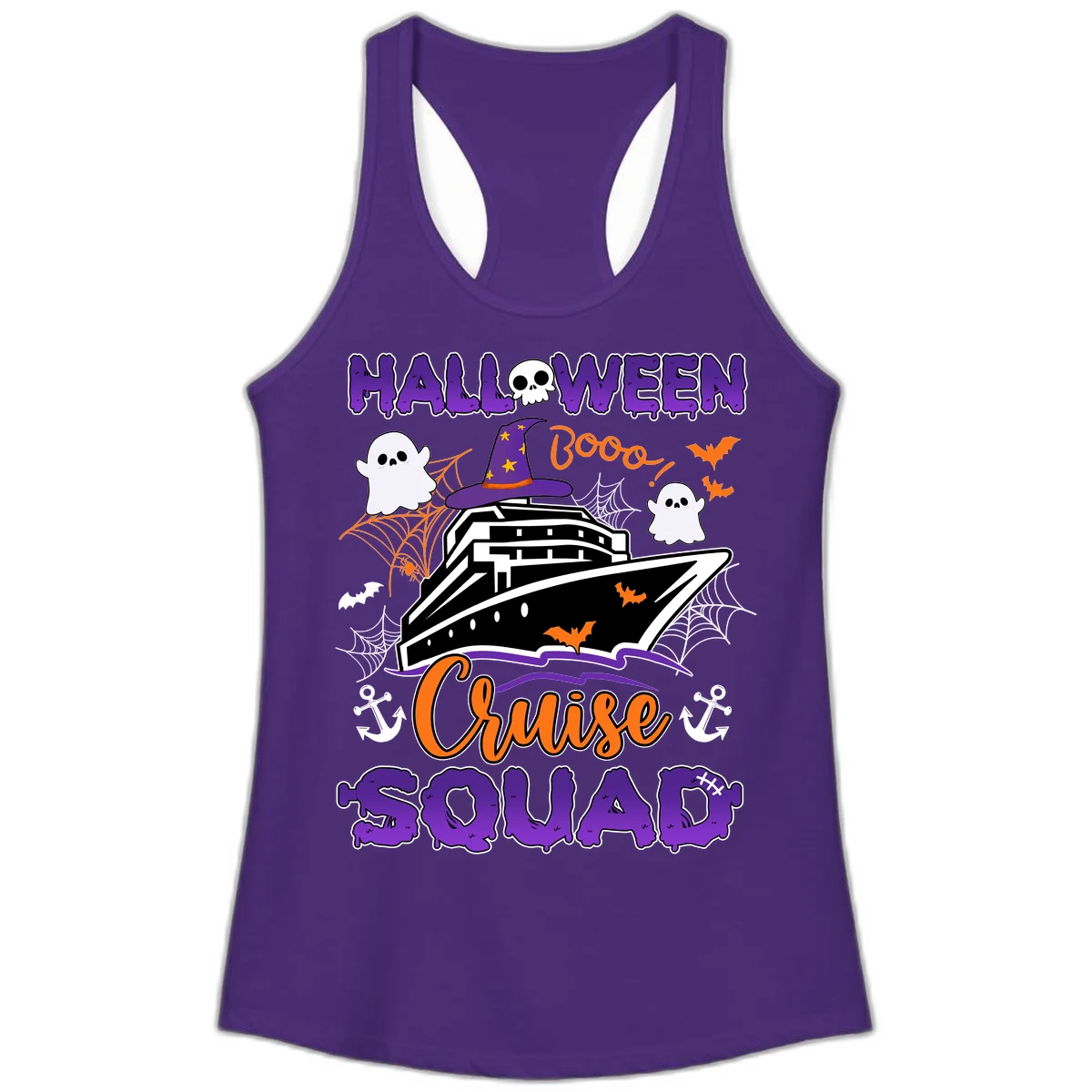 Halloween Cruise Squad Ladies Tank in Solid Purple Rush