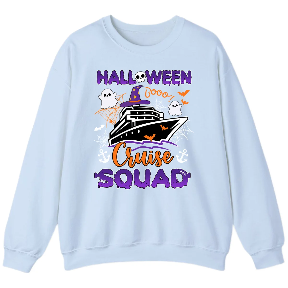 Halloween Cruise Squad Sweatshirt in Light Blue