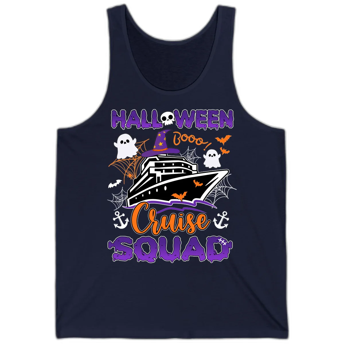Halloween Cruise Squad Tank in Navy