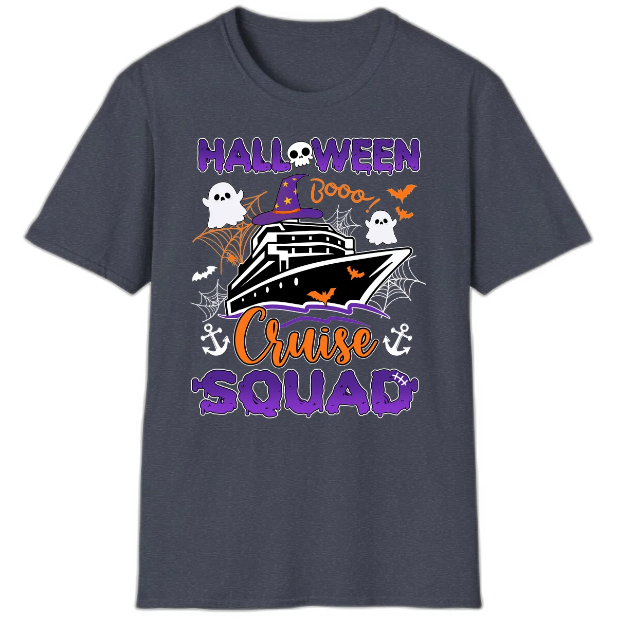 Halloween Cruise Squad T-Shirt in Heather Navy
