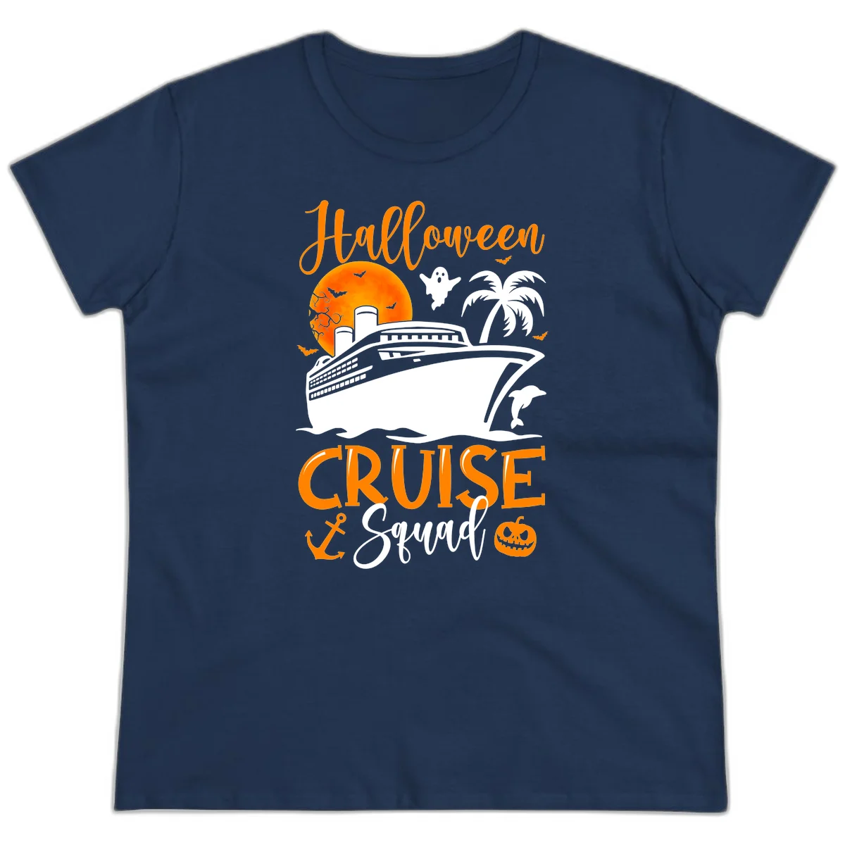 Halloween Cruise Squad Ladies Tee in Navy