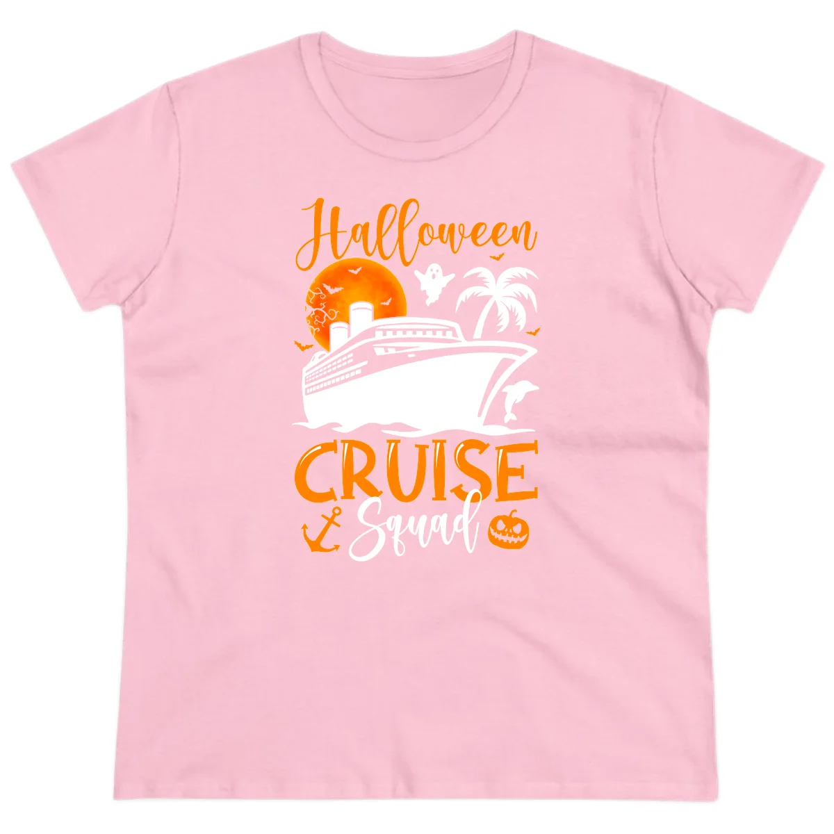 Halloween Cruise Squad Ladies Tee in Light Pink