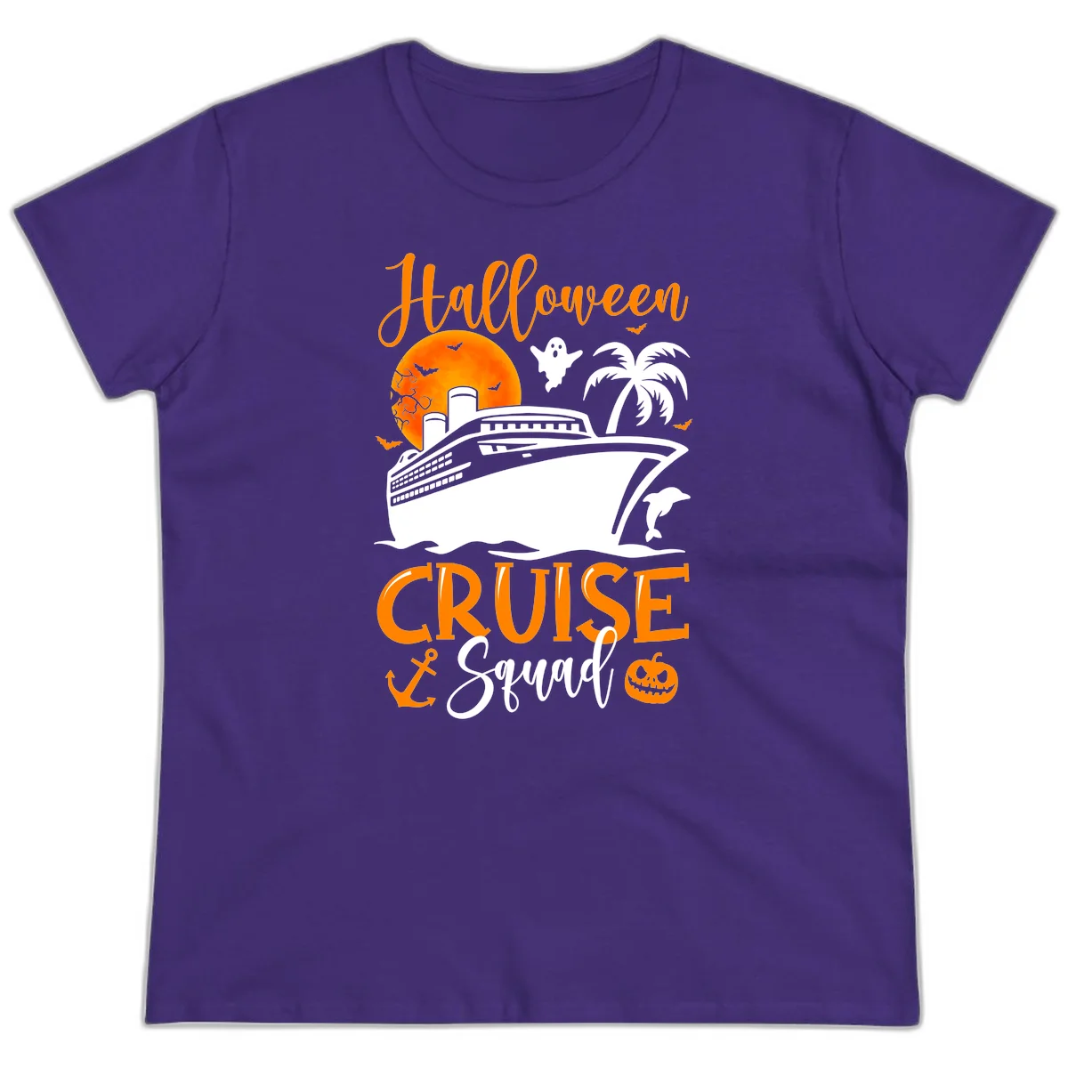 Halloween Cruise Squad Ladies Tee in Purple