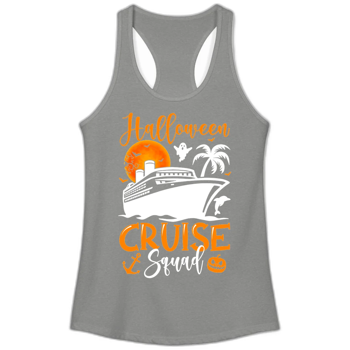 Halloween Cruise Squad Ladies Tank in Heather Grey