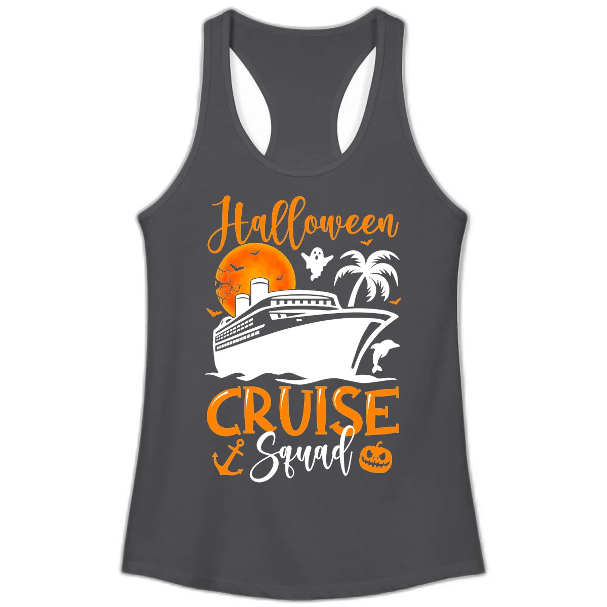 Halloween Cruise Squad Ladies Tank in Solid Dark Gray