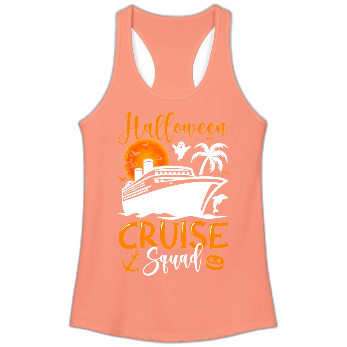 Halloween Cruise Squad Ladies Tank in Solid Light Orange