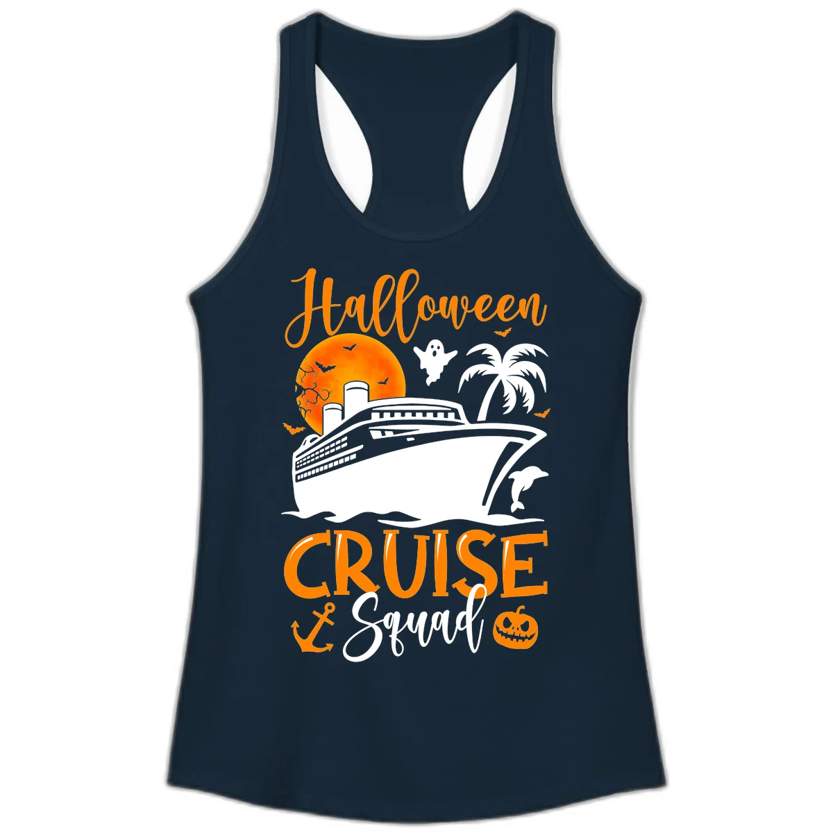 Halloween Cruise Squad Ladies Tank in Solid Midnight Navy