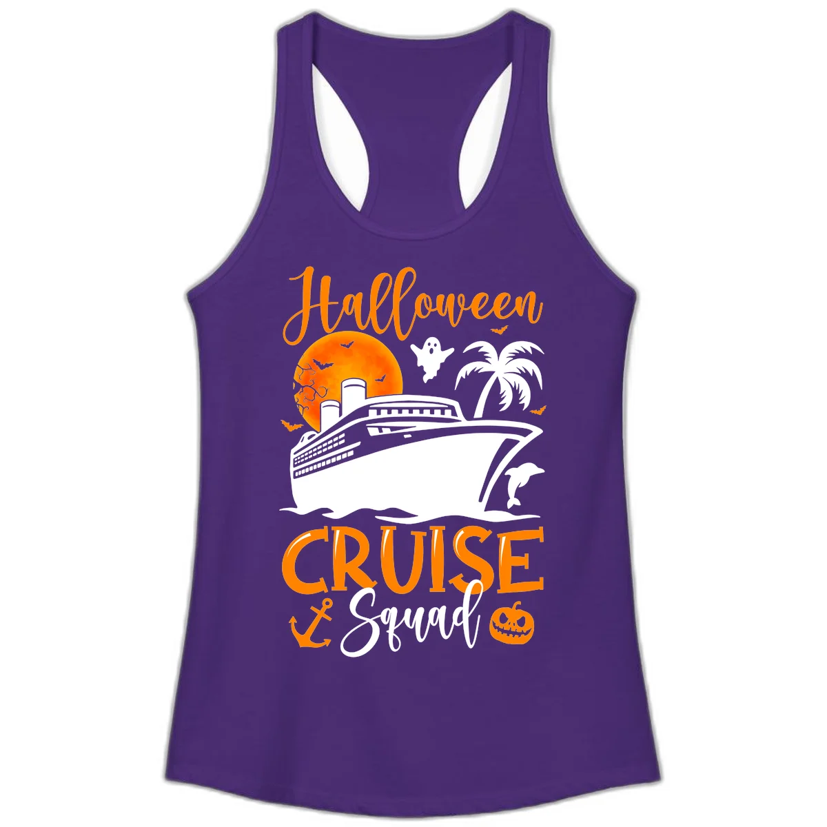 Halloween Cruise Squad Ladies Tank in Solid Purple Rush