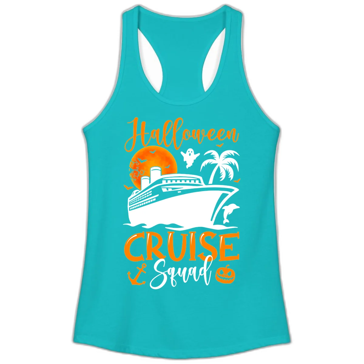 Halloween Cruise Squad Ladies Tank in Tahiti Blue