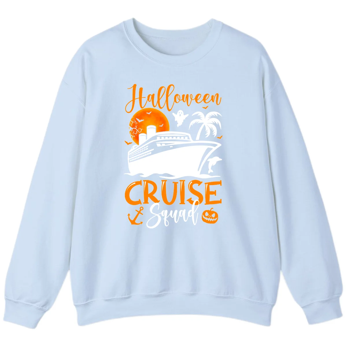 Halloween Cruise Squad Sweatshirt in Light Blue