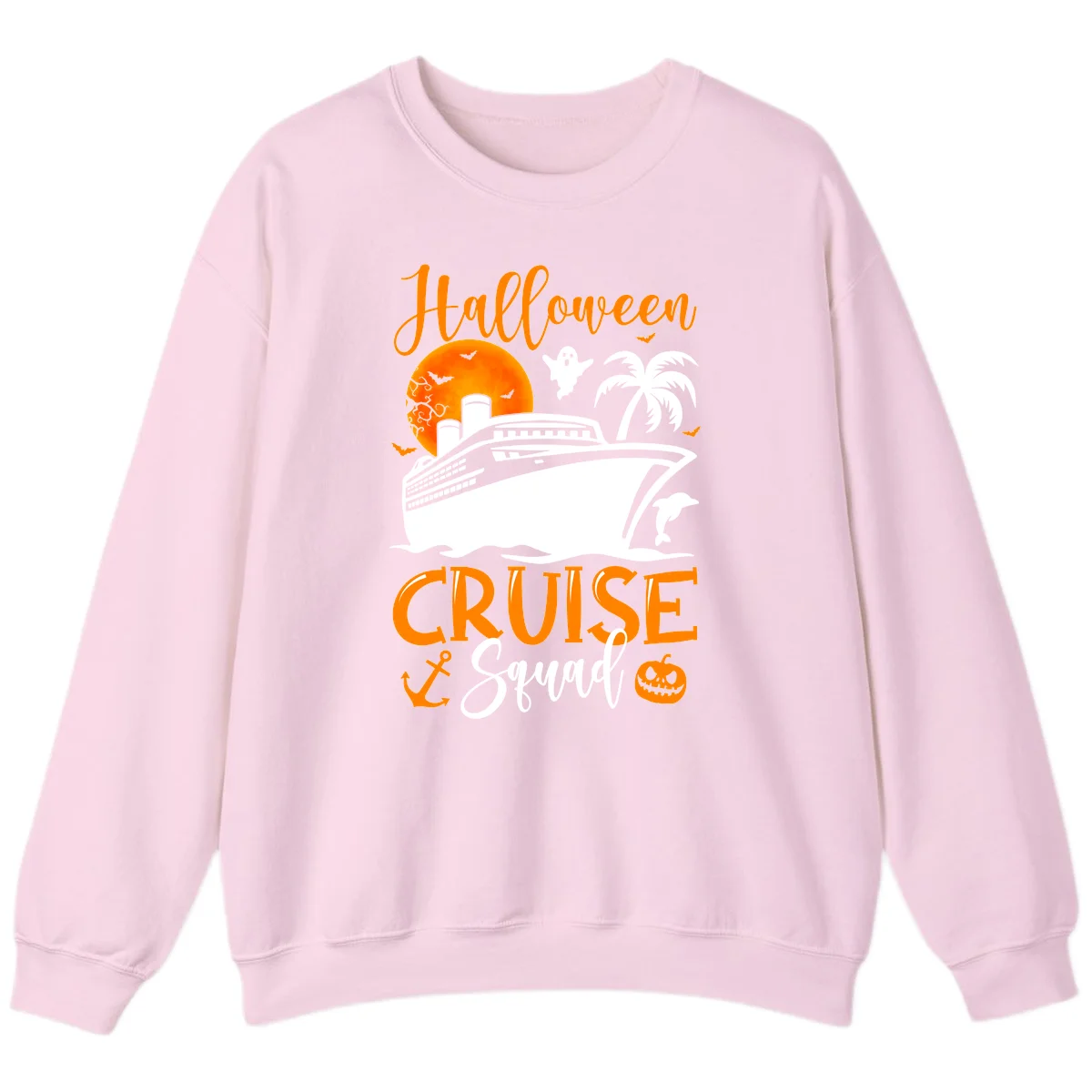 Halloween Cruise Squad Sweatshirt in Light Pink