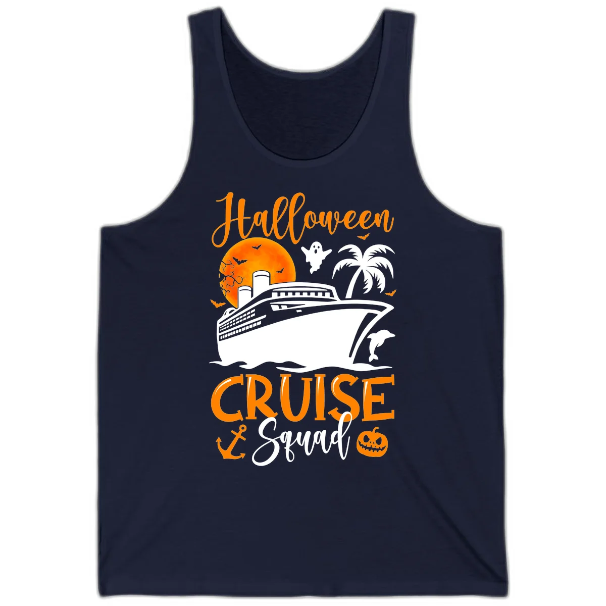 Halloween Cruise Squad Tank in Navy