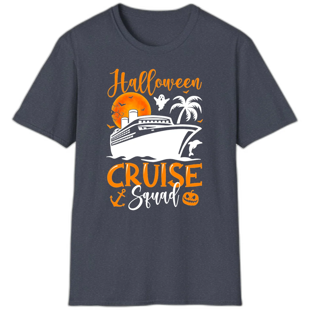 Halloween Cruise Squad T-Shirt in Heather Navy