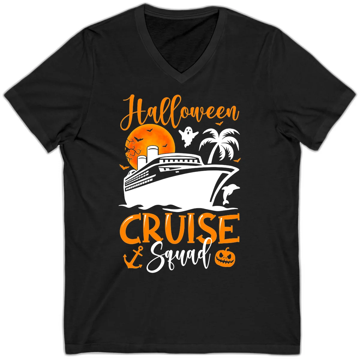 Halloween Cruise Squad V-Neck in Black
