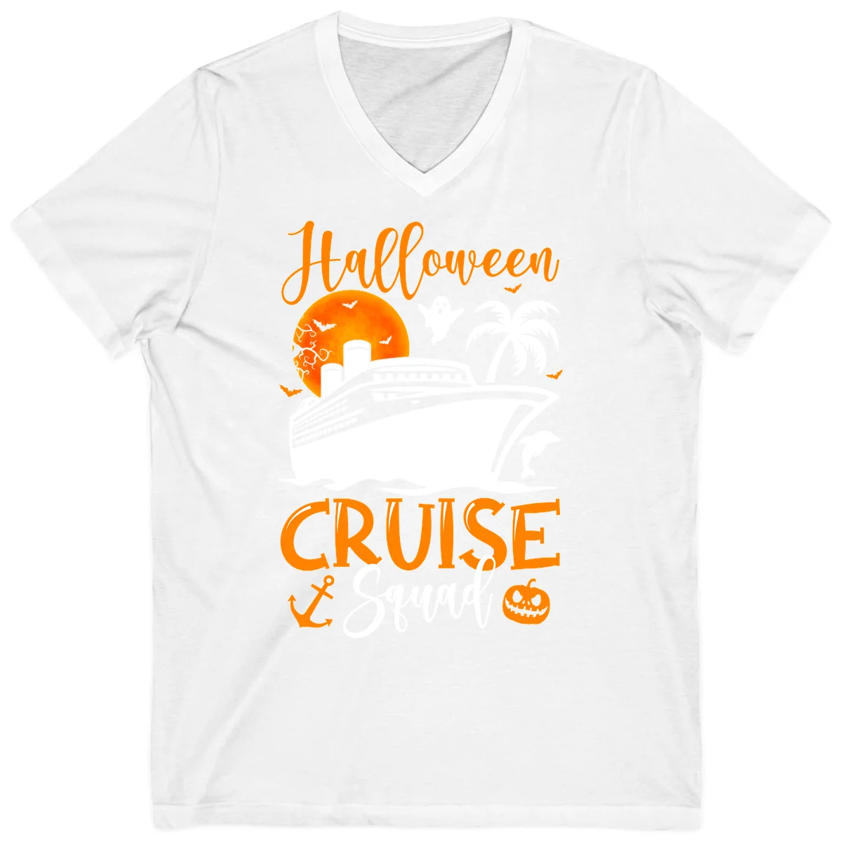 Halloween Cruise Squad V-Neck in White