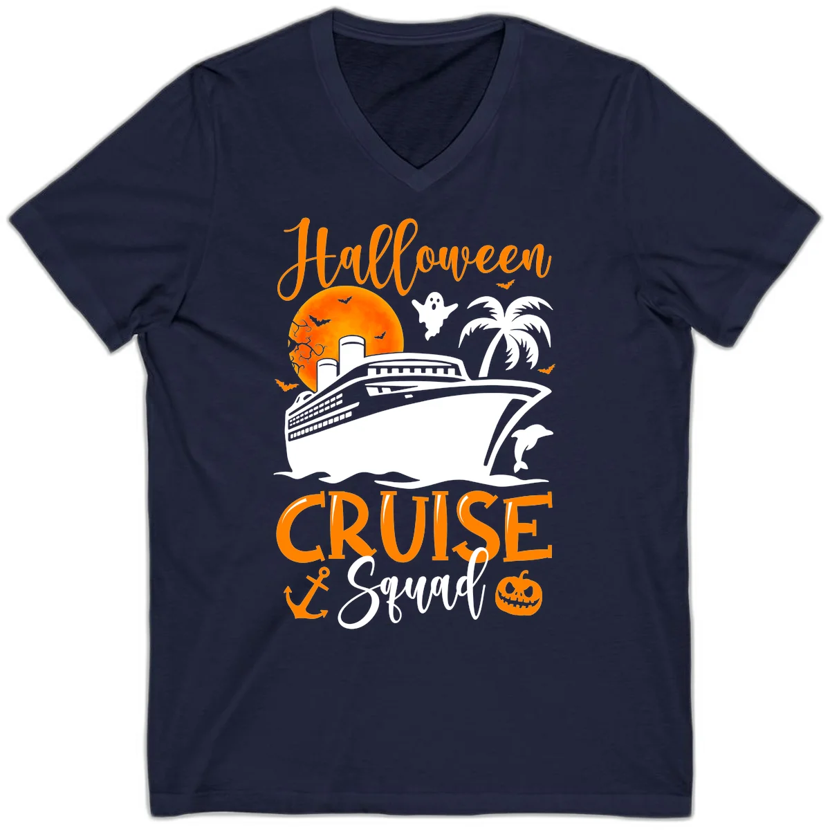 Halloween Cruise Squad V-Neck in Navy