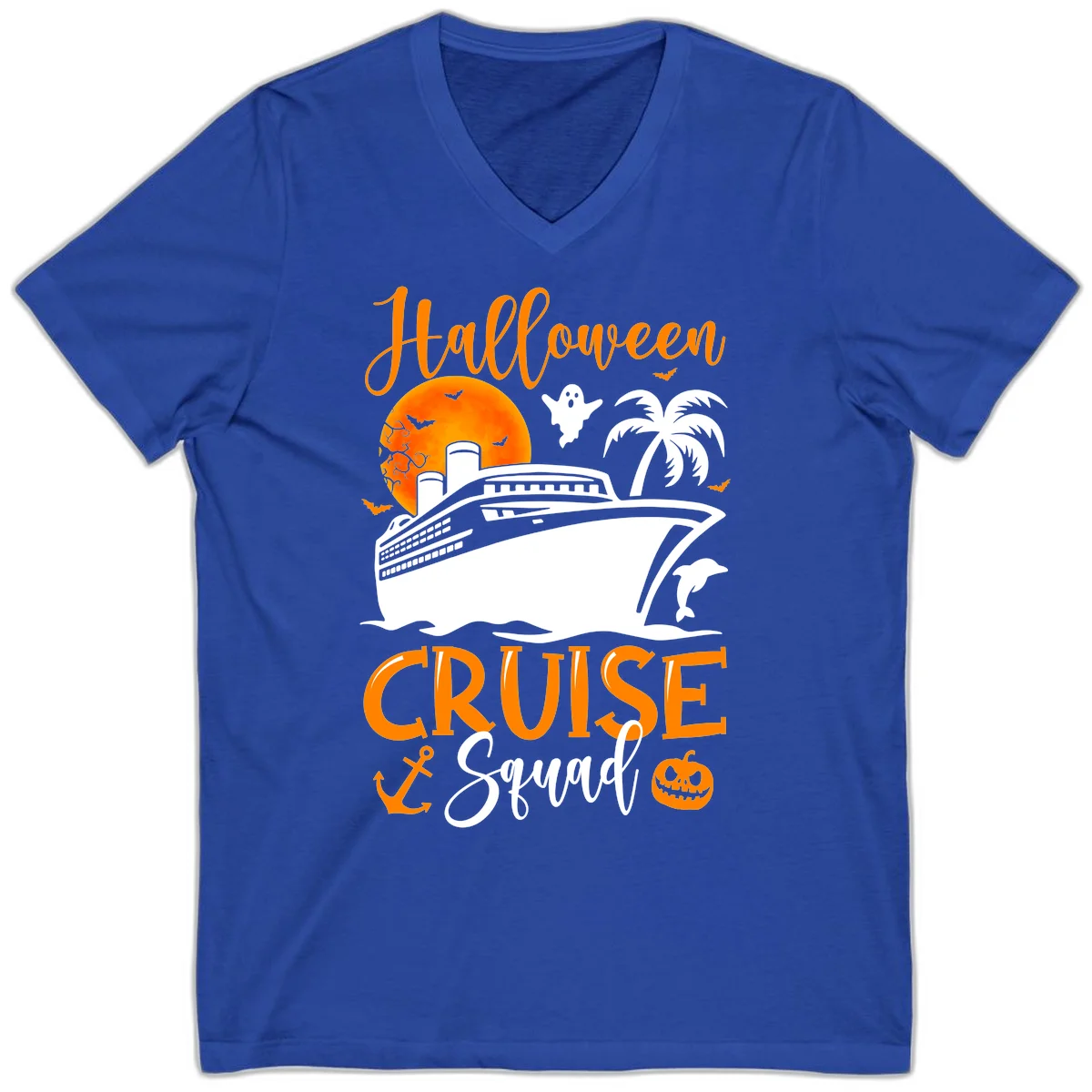 Halloween Cruise Squad V-Neck in True Royal