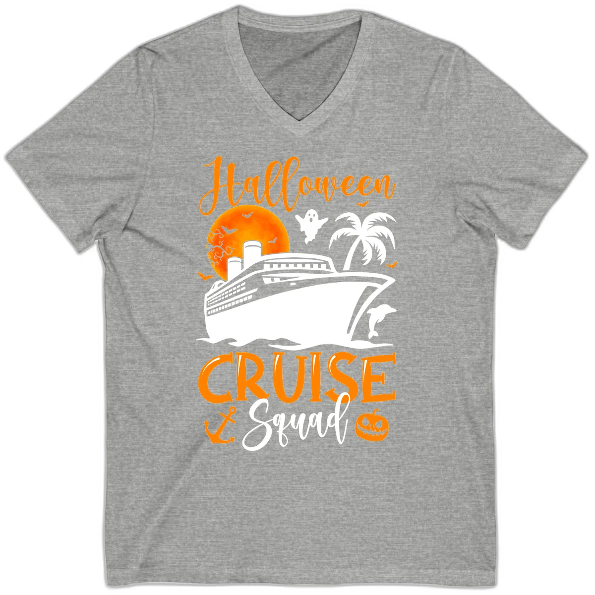 Halloween Cruise Squad V-Neck in Athletic Heather