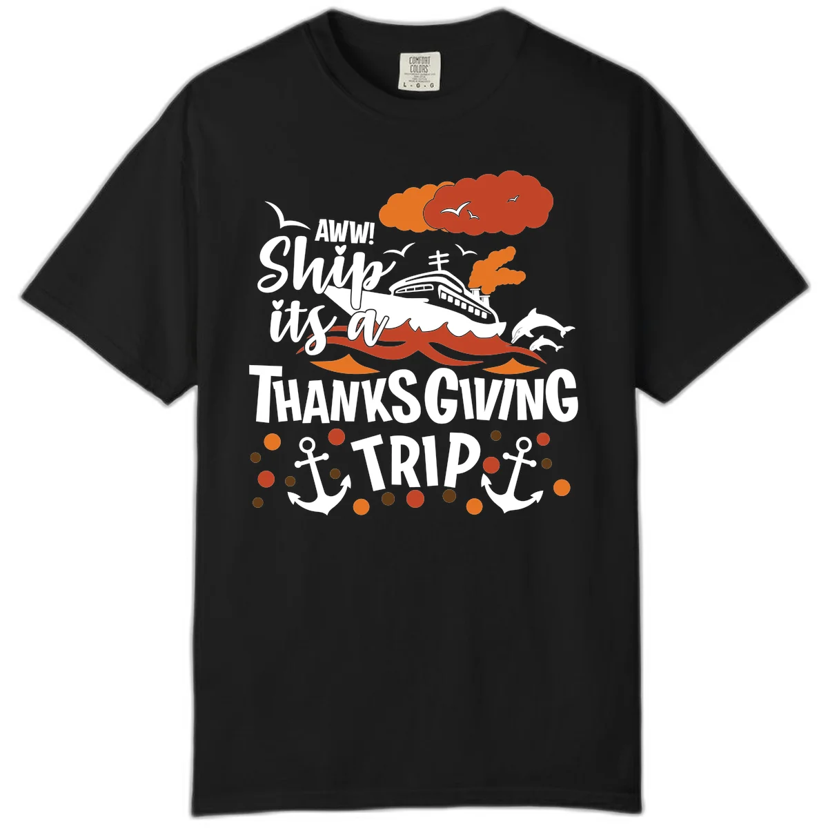 Aww Ship It's A Thanksgiving Trip Comfort Color in Black