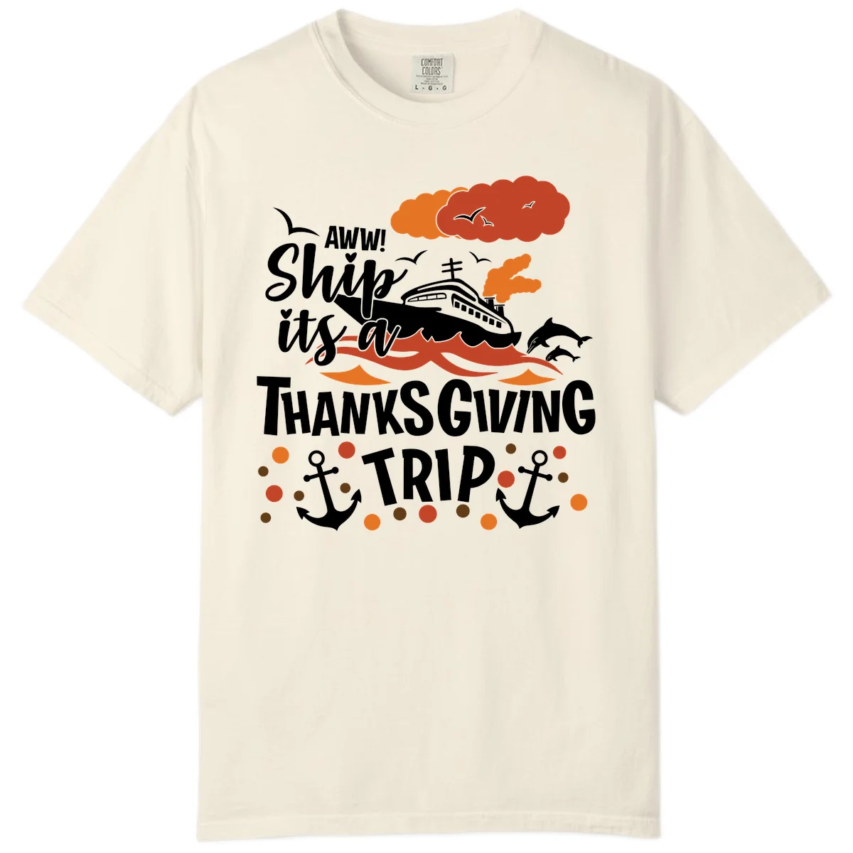 Aww Ship It's A Thanksgiving Trip Comfort Color in Ivory