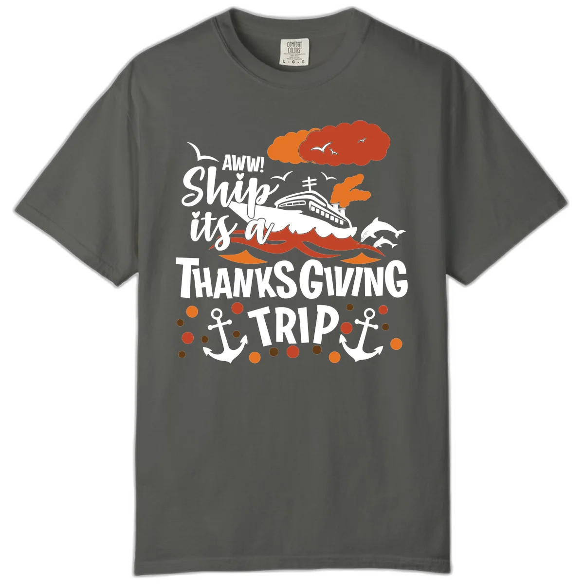 Aww Ship It's A Thanksgiving Trip Comfort Color in Pepper